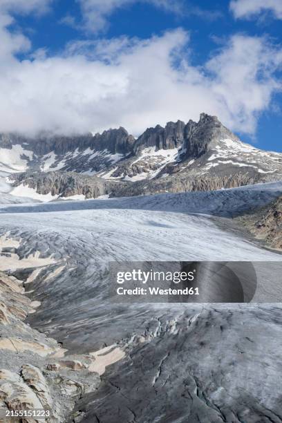 switzerland,valaiscanton, rhone glacier in swiss alps - glaciar rhone imagens e fotografias de stock