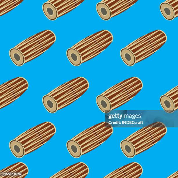 mridangam instrument seamless pattern - folk music stock illustrations