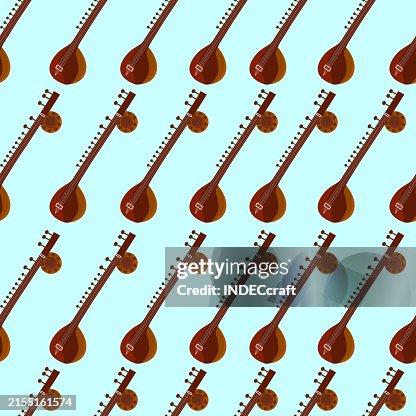 Sitara instrument seamless pattern Sitara instrument seamless pattern