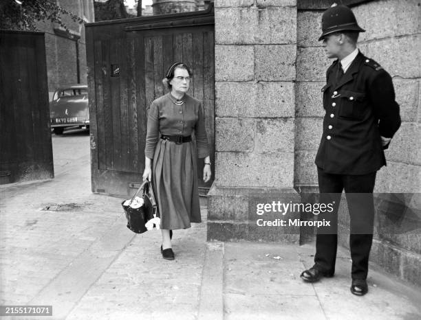 The mother of Ruth Ellis, Ruth's mother Elisaberta Goethals Neilson, after visiting her daughter in Holloway Prison, North London on the 11th July...