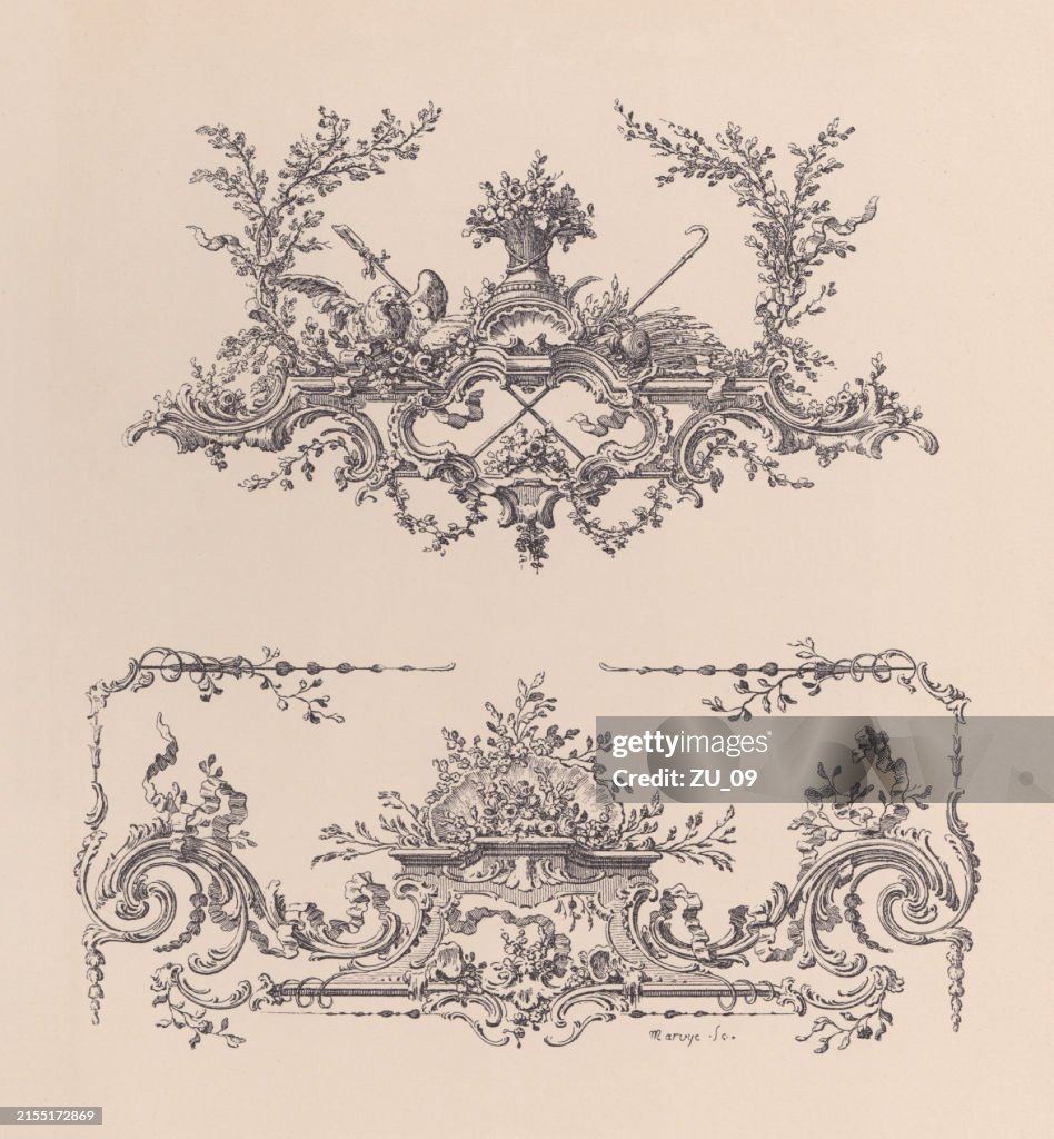 Ornamenti rococò, incisi (1752) da Martin Marvie, xilografia, pubblicata nel 1891