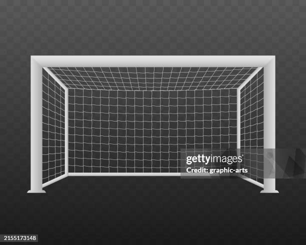 goalposts. white soccer goals on a dark transparent background. - soccer goal stock illustrations