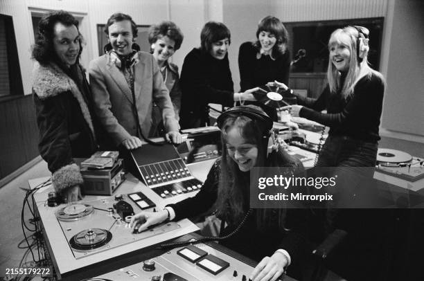 On air team, front left, Julia Scarle , and Judith Weymont , Back, Andy Peebles , Tom Tyrrell , Pam Cohen , Roger Day and Patrina Rance , Piccadilly...