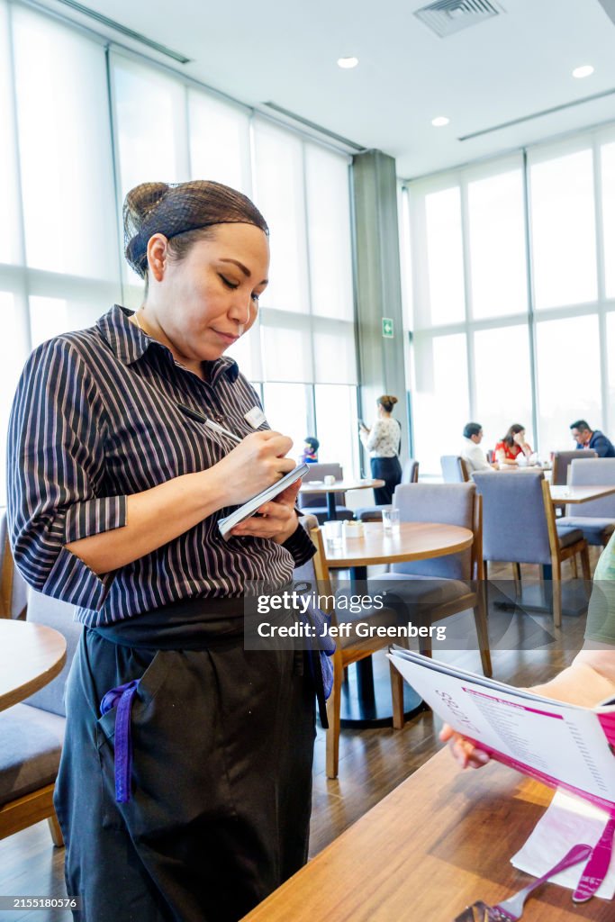 Merida, Mexico, Gallerias Merida shopping mall, Liverpool department store restaurant, waitress taking food order