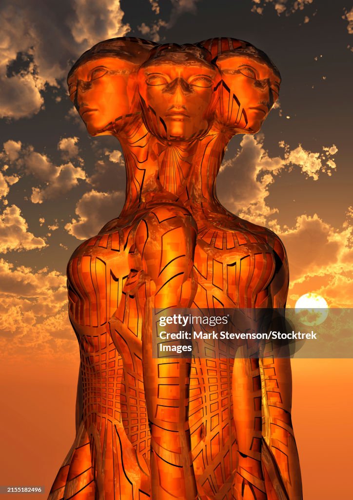 A trinity of alien beings, coequal, independent, hive minds, coeternal