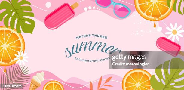 abstract simply background with natural line arts - summer theme - - speiseeis stock-grafiken, -clipart, -cartoons und -symbole