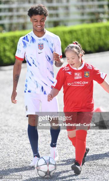 Oscar Bobb attends the annual Friendship Football match at Skaugum on May 29, 2024 in Oslo, Norway.