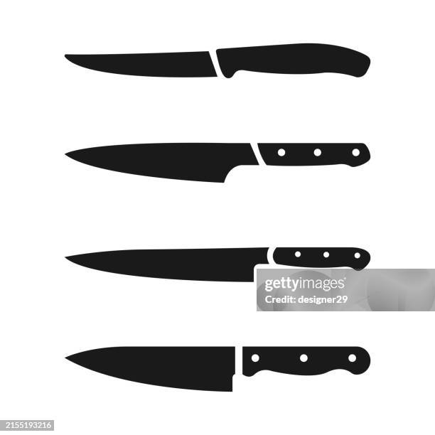 knife icons set vector design. - blade restaurant stock illustrations
