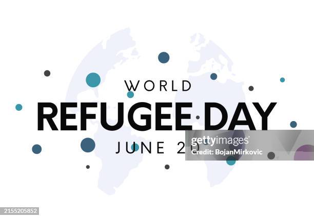 world refugee day card, june 20. vector - world refugee day stock illustrations