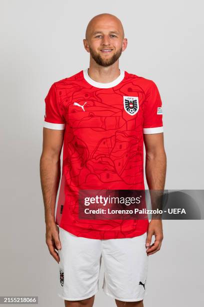 Gernot Trauner of Austria poses for a portrait during the Austria Portrait session ahead of the UEFA EURO 2024 Germany on May 29, 2024 in Liezen,...