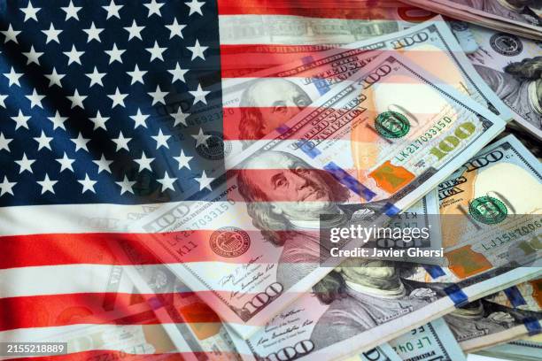 usa flag and cash dollar bills - economy graph - unidade monetária dos estados unidos imagens e fotografias de stock