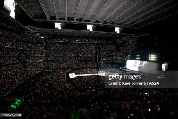 Taylor Swift performs on stage during "Taylor Swift | The Eras Tour" at Santiago Bernabéu Stadium on May 29, 2024 in Madrid, Spain.