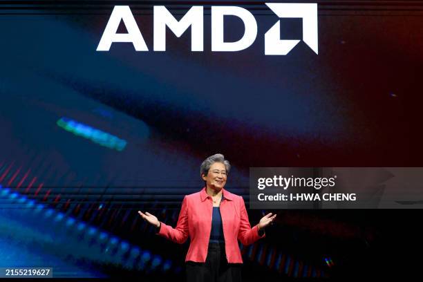 Lisa Su, chairwoman and CEO of Advanced Micro Devices , delivers the opening keynote speech at Computex 2024, Taiwan's premier tech expo, in Taipei...