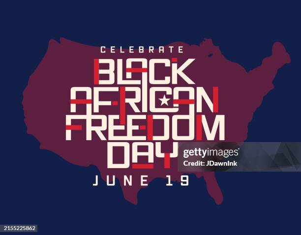juneteenth black african freedom day june 19 celebration creative logo text design with u.s.a map template horizontal web banner - slave trade map stock illustrations