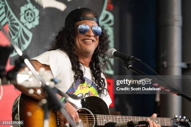 Musician Slash of Guns N' Roses performs onstage in support of his new album "Orgy of the Damned" at Amoeba Music on May 29, 2024 in Los Angeles,...