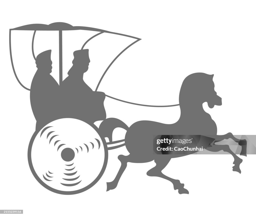 Ancient Chinese carriages Silhouette