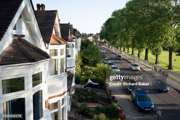 Bay windows, gables and rooftops of semi-detached south London residential properties in Lambeth, Herne Hill, on 2nd June 2024, in London, England.