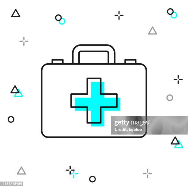 ilustraciones, imágenes clip art, dibujos animados e iconos de stock de maletín médico - botiquín de primeros auxilios. icono de línea sobre fondo blanco - urgencias-hospital