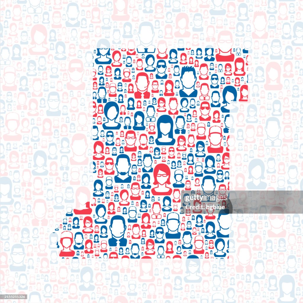 Vigo County, Indiana. Map with blue and red People