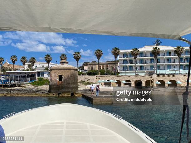 getting on board of a tourboat - santa maria di leuca stock pictures, royalty-free photos & images