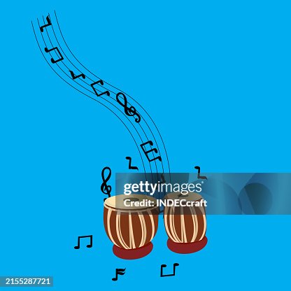 Tabla instrument with musical notes Tabla instrument with musical notes