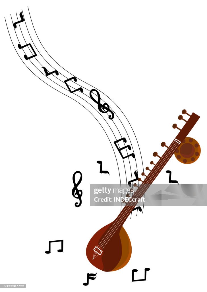 Sithara Instrument Sitara Instrument With Musical Notes High-Res Vector Graphic - Getty Images
