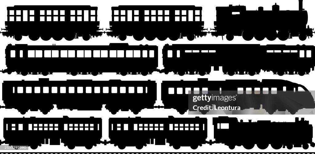 Highly Detailed Passenger Train Silhouettes