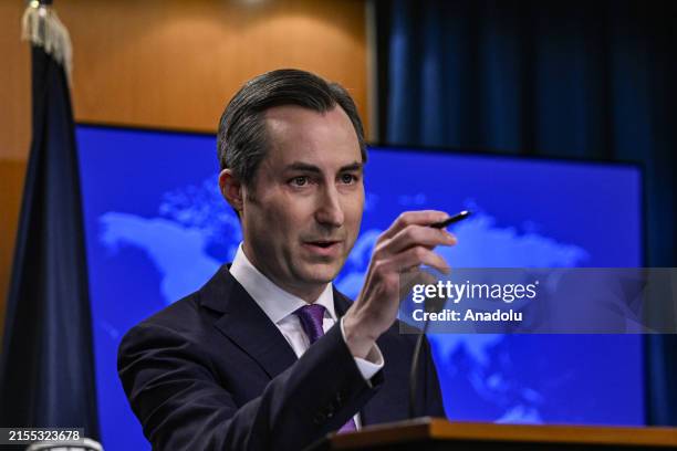 State Department Spokesperson Matthew Miller speaks to reporters during the daily press briefing at the State Department in Washington, United...