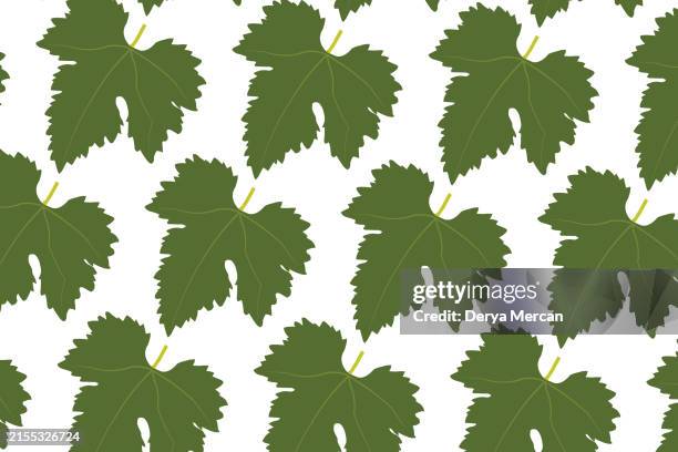 abstract backgrounds seamless pattern grape leaves. green leaf. vector illustration stock illustration - goodbye background stock illustrations