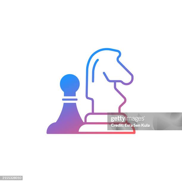 chess gradient color solid line icon design. suitable for infographics, web pages, mobile apps, ui, ux, and gui design. - queen-chess-piece-clip-art stock illustrations