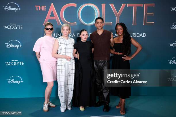Leslye Headland, Rebecca Henderson, Dafne Keen, Charlie Barnett and Rayne Roberts attend the 'Star Wars: The Acolyte' premiere at the Callao cinema...
