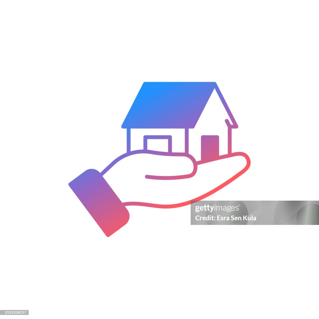 Mortgage Gradient Color Solid Line Icon Design. Suitable for Infographics, Web Pages, Mobile Apps, UI, UX, and GUI design.