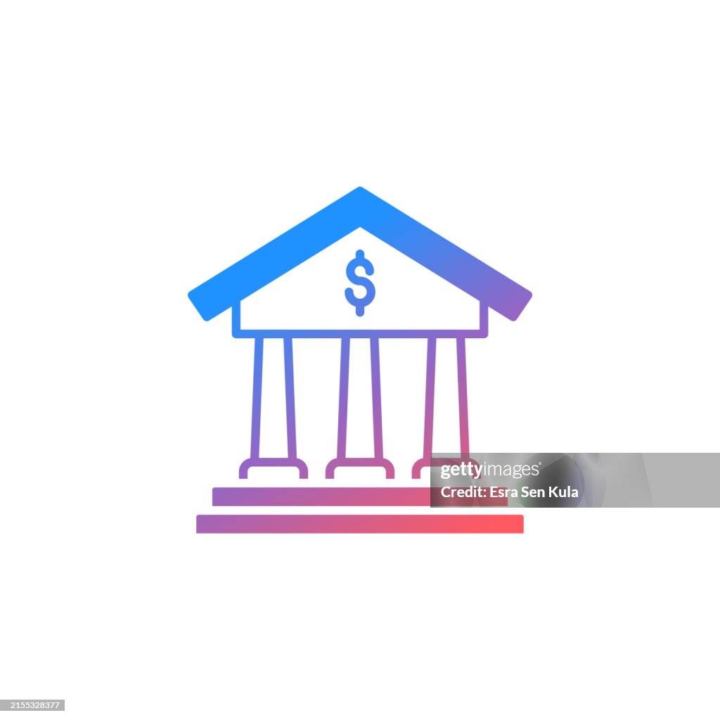 Bank Gradient Color Solid Line Icon Design. Suitable for Infographics, Web Pages, Mobile Apps, UI, UX, and GUI design.