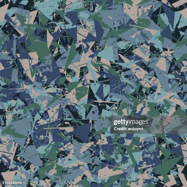 seamless abstract blue, green and gray grunge shapes background - broken wall stock illustrations