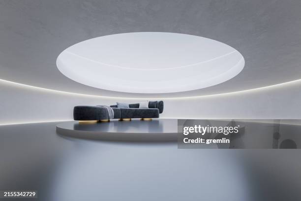 futuristic empty minimalistic living room - futuristic empty room stock pictures, royalty-free photos & images