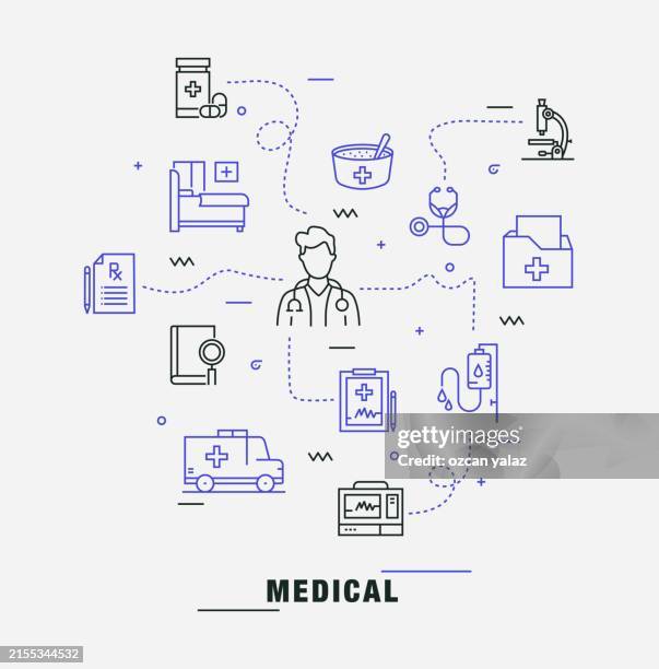 medical related vector design concept. global multi-sphere ready-to-use template. web banner, website header, magazine, mobile application etc. modern design. - plastering services stock illustrations