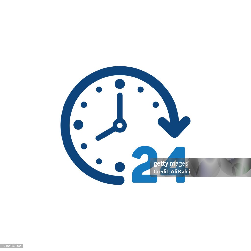 24 Hours support icon. Solid icon that can be applied anywhere, simple, pixel perfect and modern style