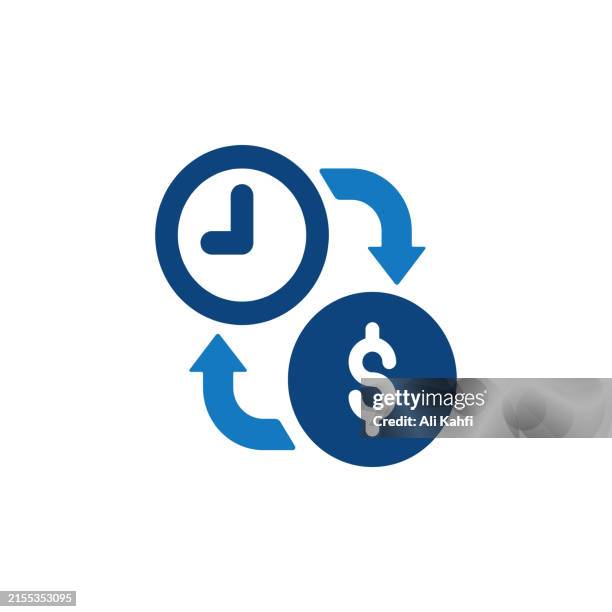 time is money icon. solid icon that can be applied anywhere, simple, pixel perfect and modern style - daylight-saving-time stock illustrations