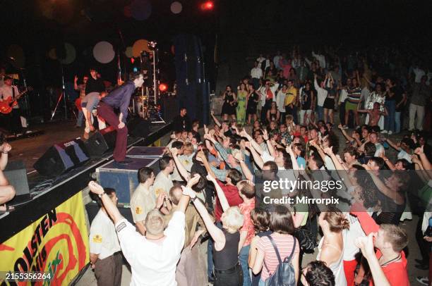 Pulp in concert in Barcelona, Spain. The concert is organised by Holsten Pils to celebrate the re-launch of their beer. Teatre Grec, Barcelona,...