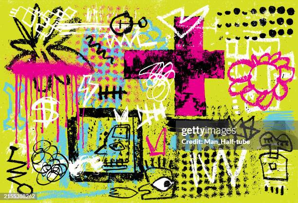 abstrakt design-elemente - graffito stock-grafiken, -clipart, -cartoons und -symbole
