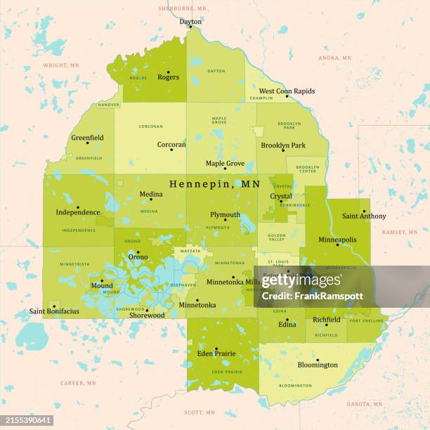 mn hennepin county vector map green - edina minnesota stock illustrations