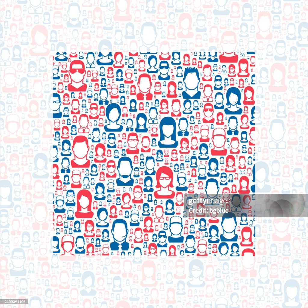 Palo Alto County, Iowa. Map with blue and red People