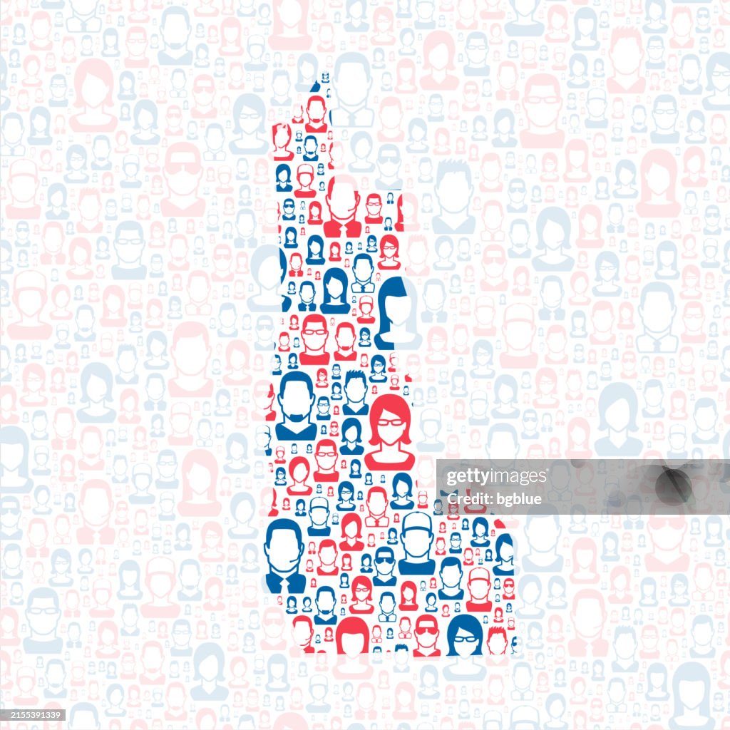 Cayuga County, New York. Map with blue and red People