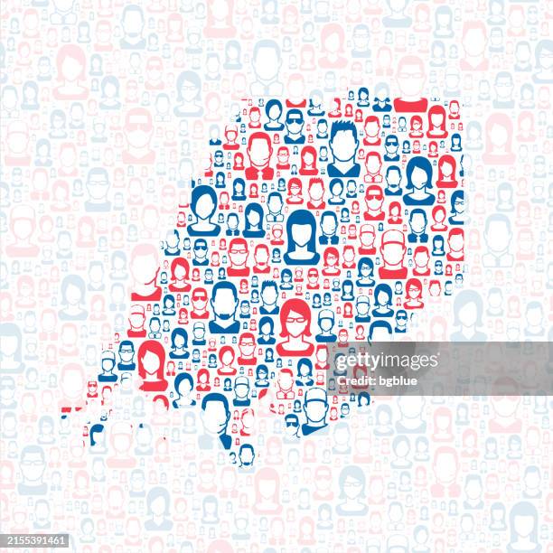 dillingham, alaska. map with blue and red people - census stock illustrations