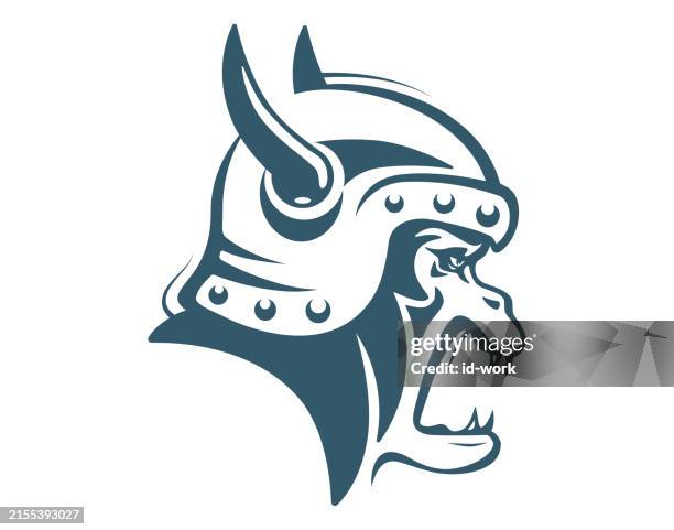 illustrations, cliparts, dessins animés et icônes de tête de chimpanzé guerrier viking en colère - chimpanzee aggression