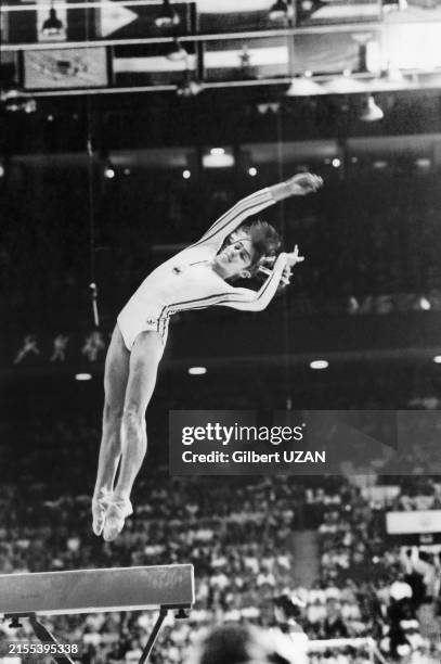 Nadia Comaneci aux Jeux olympiques d'été de 1976 à Montréal, le 21 juillet 1976.