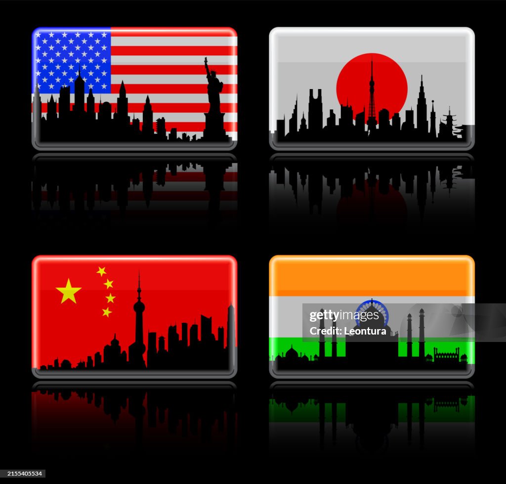 City Silhouette Flags