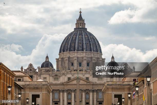 General exterior view of St. Peter Church is seen in Rome, Italy, on June 2nd, 2024.