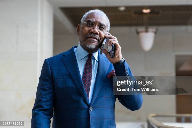 Rep. Gregory Meeks, D-N.Y., arrives for a meeting of the House Democratic Caucus in the Capitol Visit Center on Tuesday, June 4, 2024.