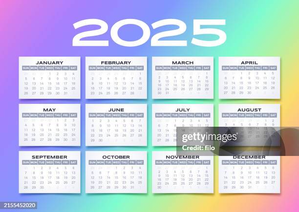 illustrations, cliparts, dessins animés et icônes de conception moderne de calendrier simple de planificateur de calendrier 2025 - événement mensuel